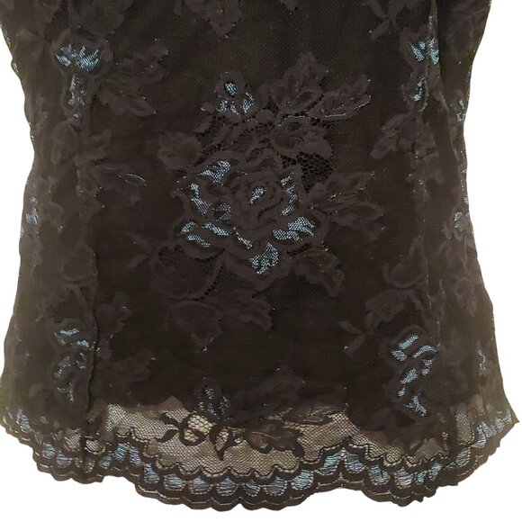 Kay Celine Black/Blue Lacy Grunge, Goth, Rocker Coquette Y2k Tank - Picture 5 of 9